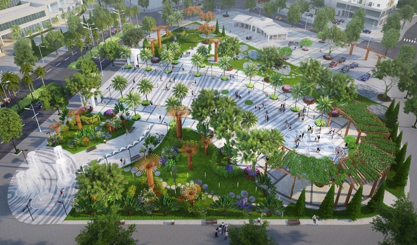 Khu công viên cây xanh rộng lớn là tiện ích nổi bật của dự án The Diamond Park